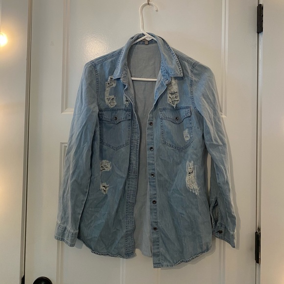 Denim Ripped Jean Shirt - Picture 1 of 1